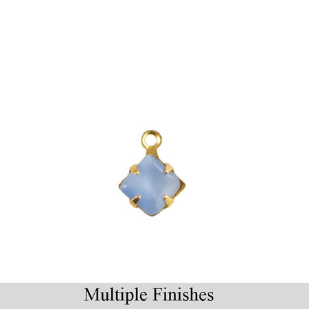 6mm Light Blue Moonglow Glass Square Stone in 1 Loop Setting
