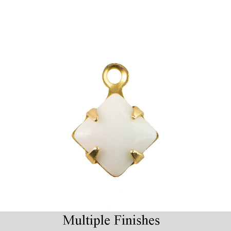 6mm White Glass Square Stone in 1 Loop Setting
