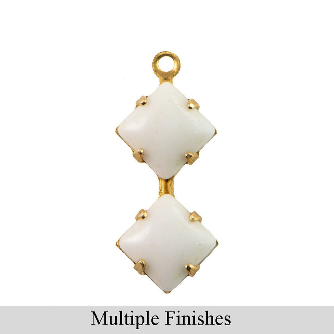6mm White Glass Square Stone in 1 Loop Double Setting