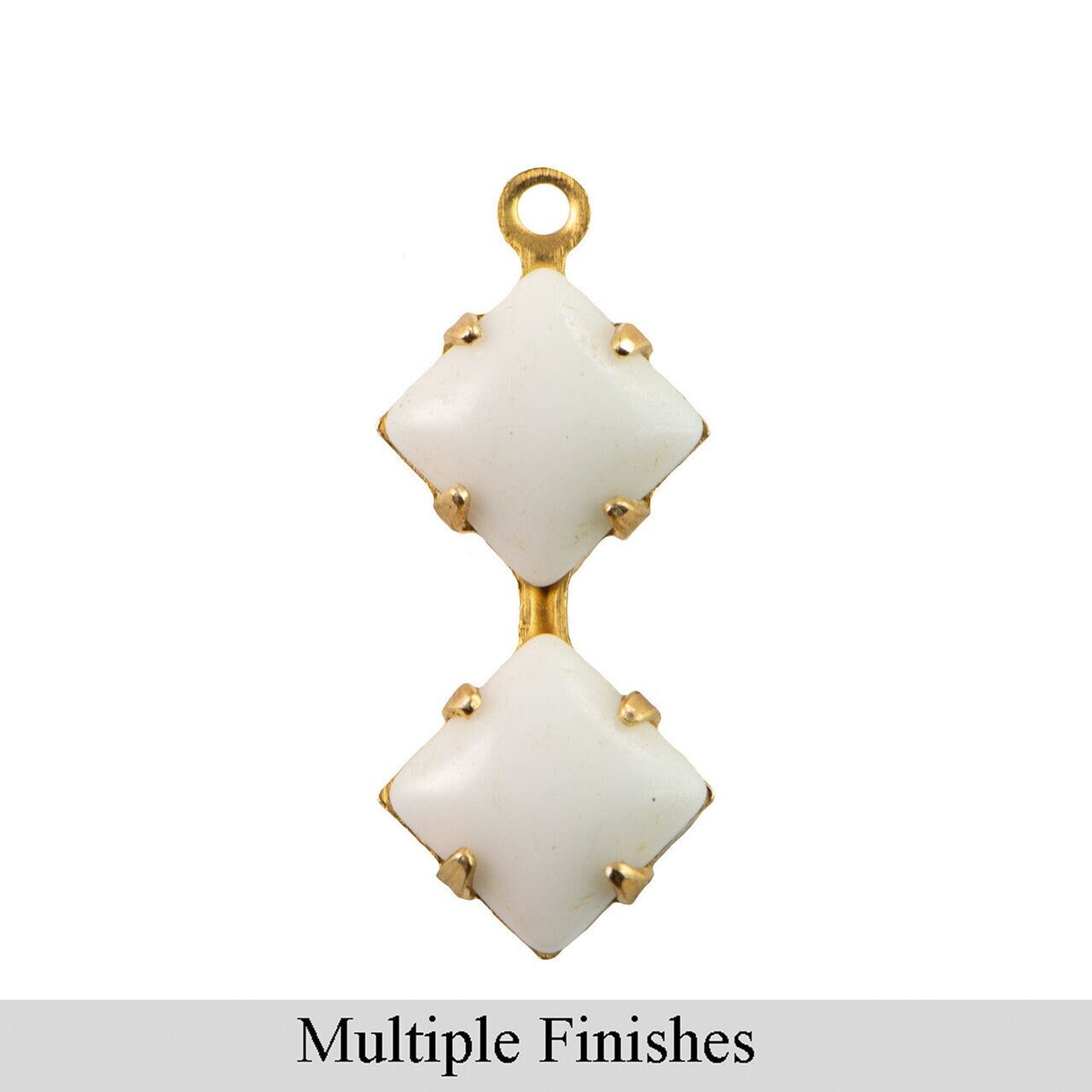 6mm White Glass Square Stone in 1 Loop Double Setting