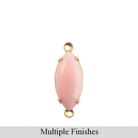 15x7mm Opaque Pink Glass Navette Stone in 2 Loop Setting