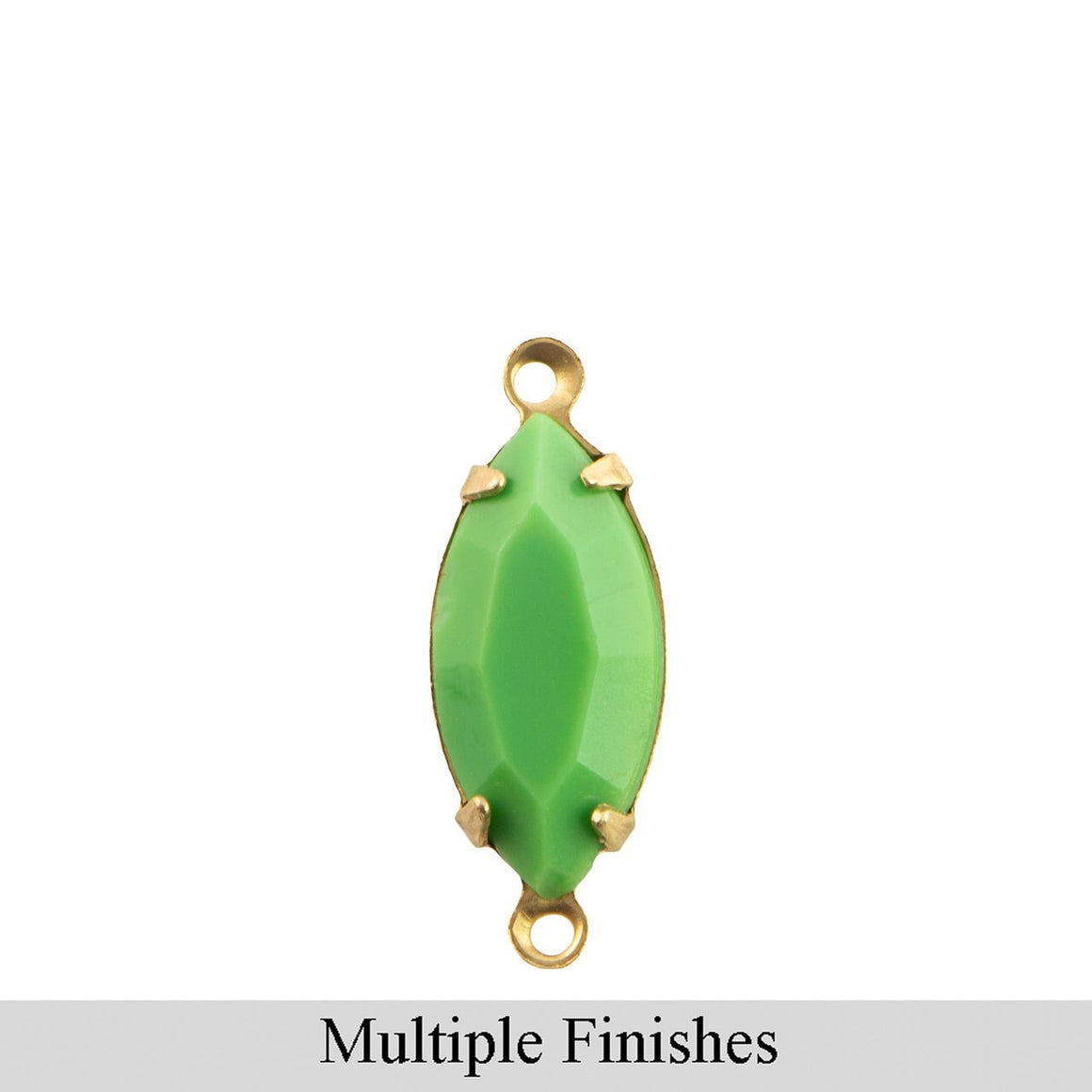 15x7mm Opaque Green Faceted Glass Navette Stone in 2 Loop Setting