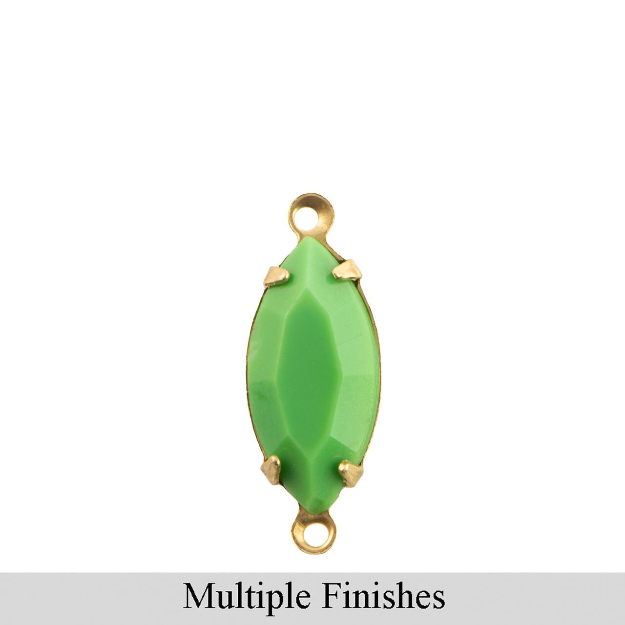 15x7mm Opaque Green Faceted Glass Navette Stone in 2 Loop Setting