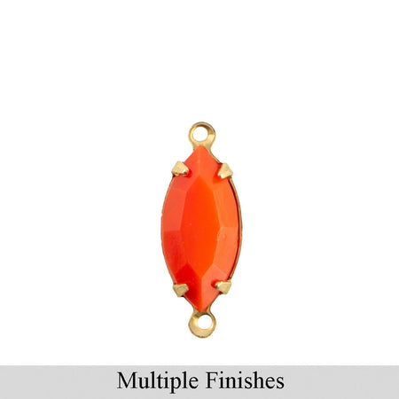 15x7mm Opaque Orange Faceted Glass Navette Stone in 2 Loop Setting