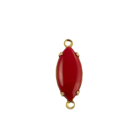 15x7mm Opaque Red Glass Navette Stone in 2 Loop Setting