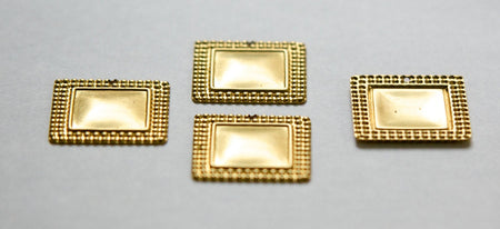 1 Hole Raw Brass Beaded Border Square Charm Pendant Drop (6) mtl396B
