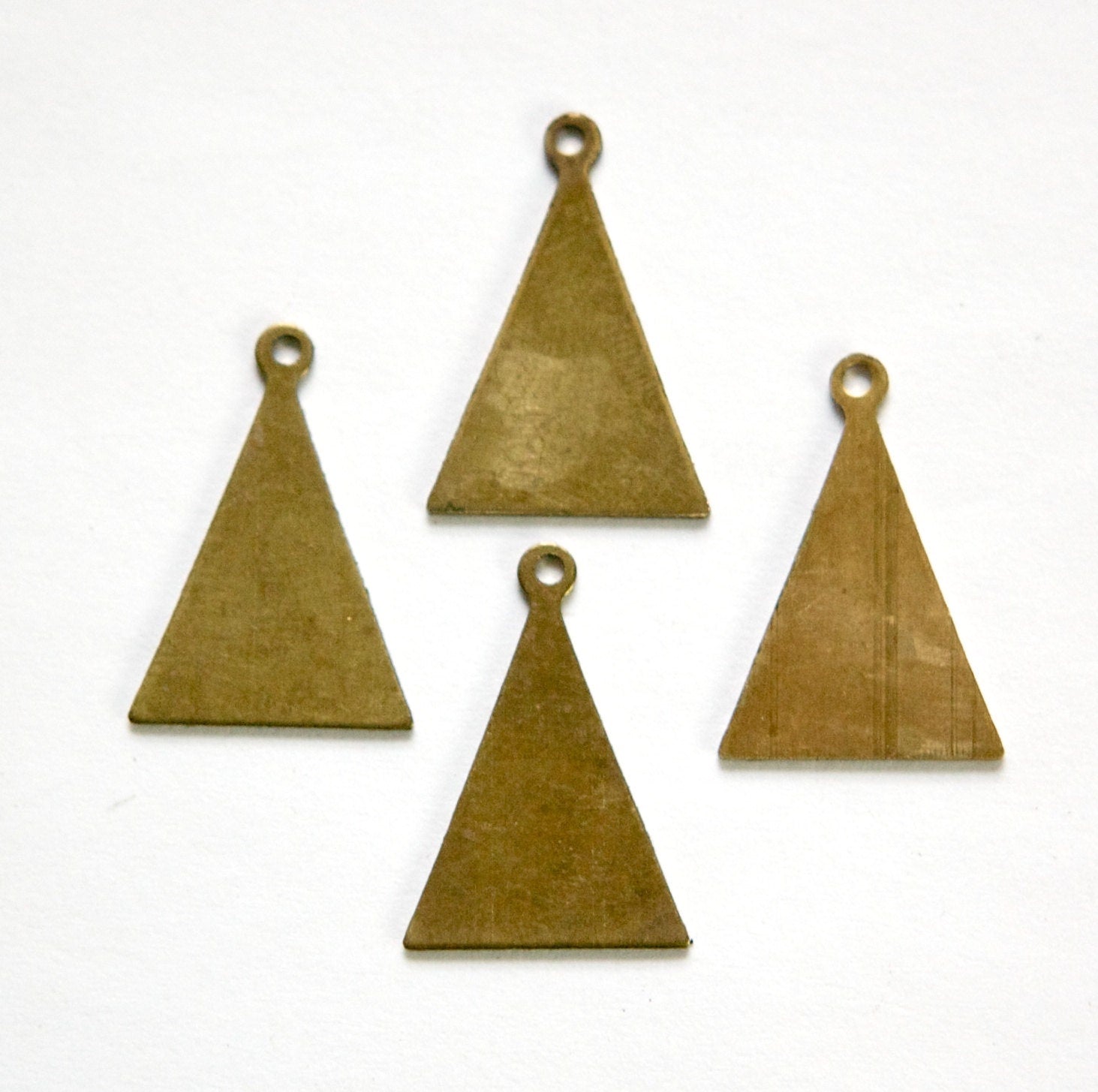 Raw Brass Flat Triangle with Loop Charm Pendant (6) mtl399B