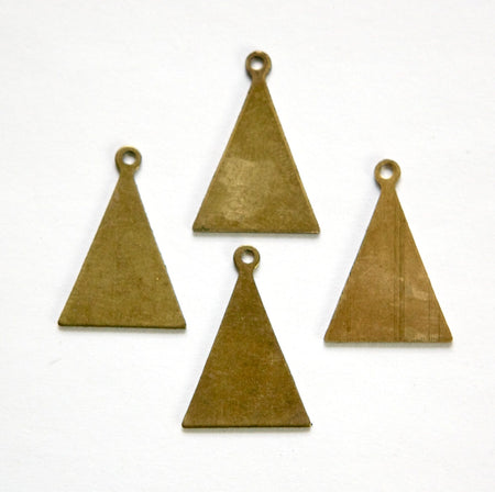 Raw Brass Flat Triangle with Loop Charm Pendant (6) mtl399B