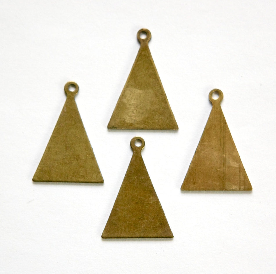 Raw Brass Flat Triangle with Loop Charm Pendant (6) mtl399B