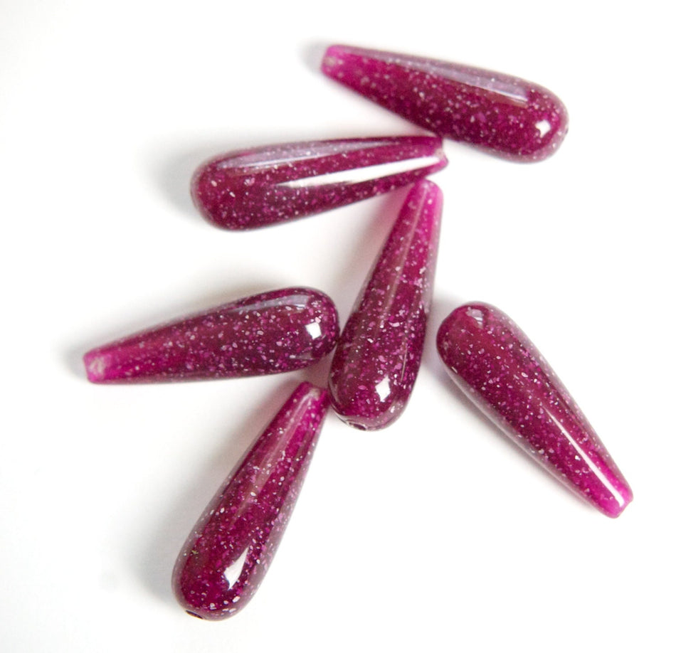 Vintage Purple with Sparkles Teardrop Acrylic Beads (6) bds1001A