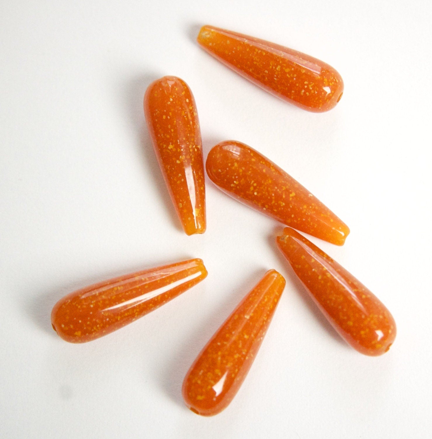Vintage Amber Brown with Sparkles Teardrop Acrylic Beads (6) bds1001E