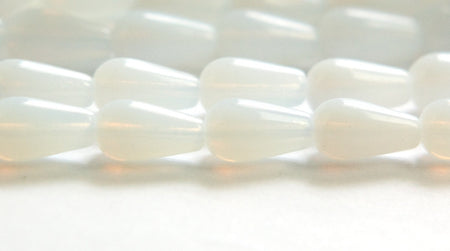 13x7mm White Opal Czech Teardrop Glass Beads (20)