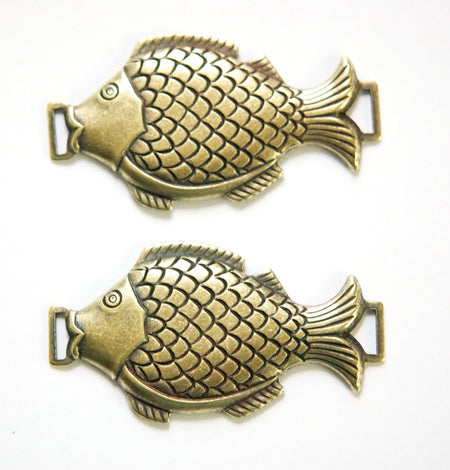 Large Brass Ox Fish Connector Pendant Link 52x28mm (2) mtl400A