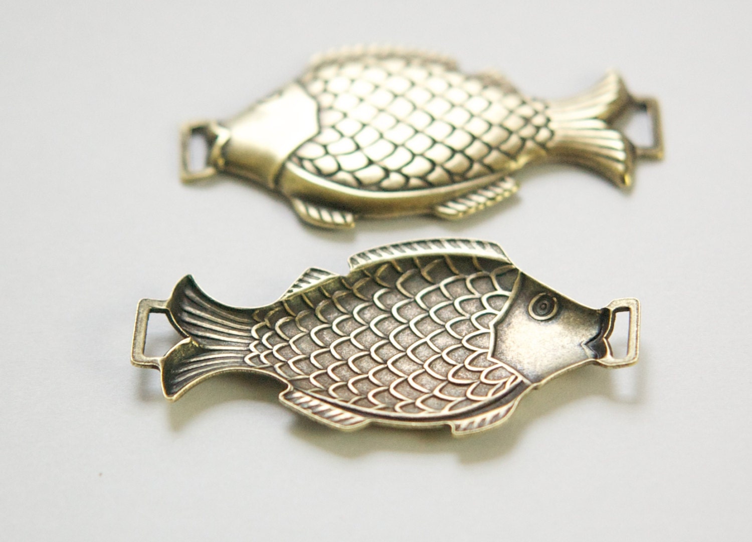 Large Brass Ox Fish Connector Pendant Link 52x28mm (2) mtl400A