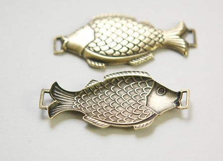 Large Brass Ox Fish Connector Pendant Link 52x28mm (2) mtl400A