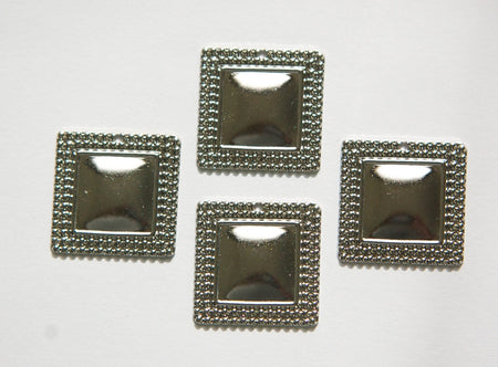 1 Hole Silver Plated Beaded Border Square Charm Pendant Drop (6) mtl396D