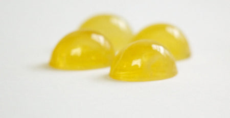 Vintage Yellow High Dome Glass Cabochons White Swirls 18x13mm cab578Y