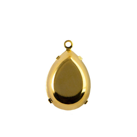 18x13mm Blue Moonglow Glass Pear Stone in 1 Loop Setting