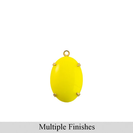 16x11mm Opaque Yellow Glass Oval Stone in 1 Loop Setting