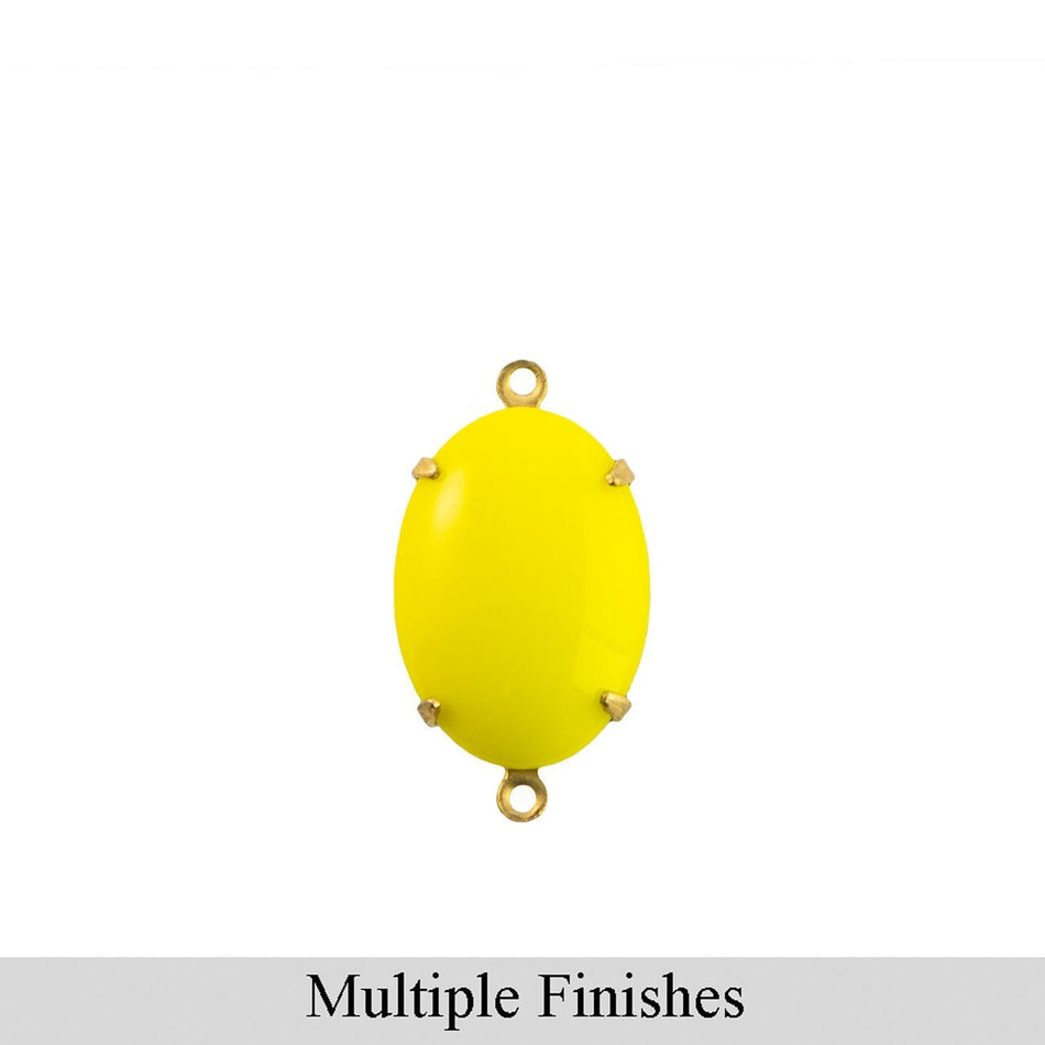 16x11mm Opaque Yellow Glass Oval Stone in 2 Loop Setting