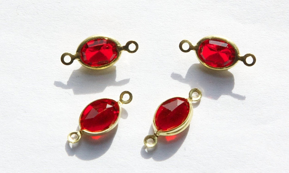 2 Loop Faceted Light Siam Swarovski Glass Channel Set Connectors Links cha006N