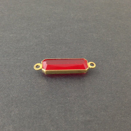 2 Loop Vintage Ruby Acrylic Faceted Channel Set Rectangle Drops 7x19mm (6) chr068D