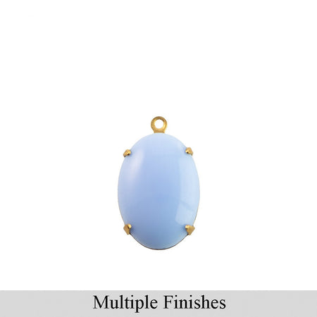 16x11mm Opaque Light Blue Glass Oval Stone in 1 Loop Setting
