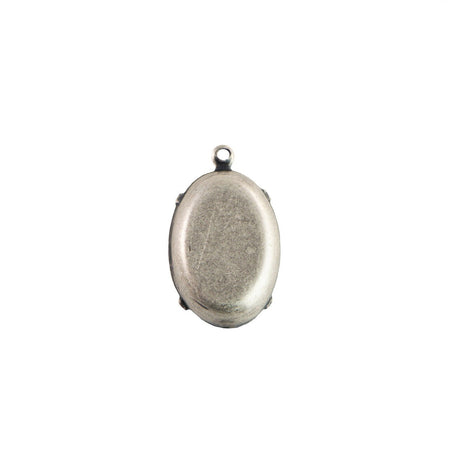 16x11mm Opaque Light Green Glass Oval Stone in 1 Loop Setting