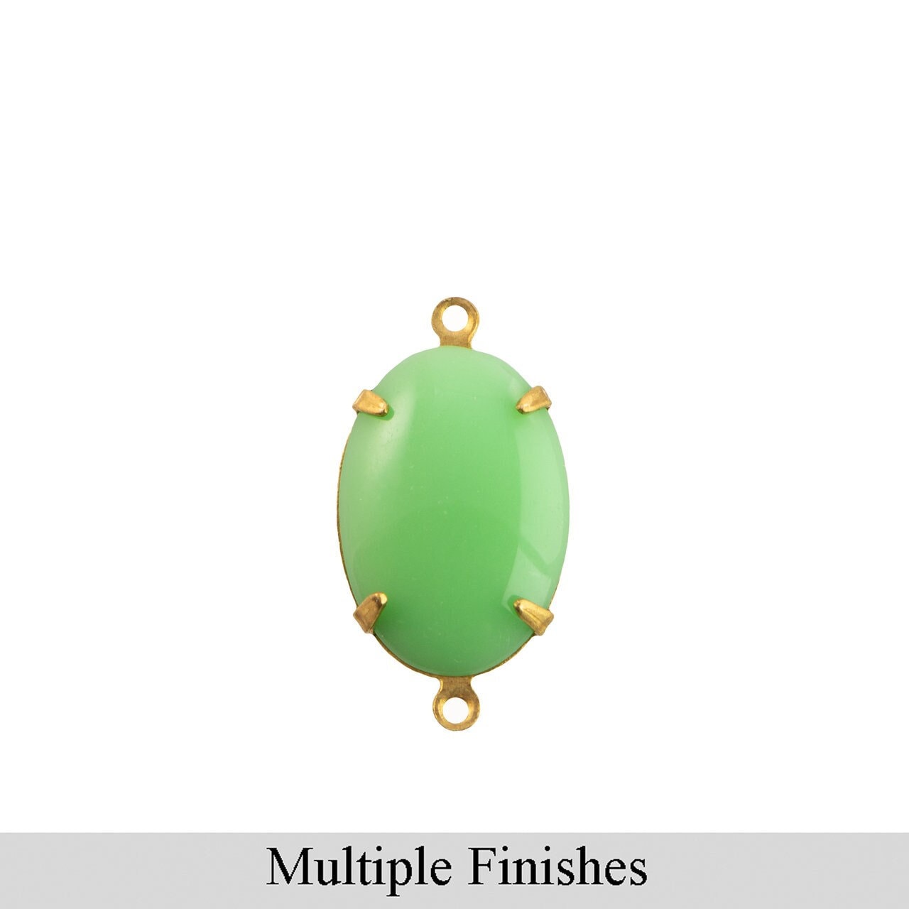 16x11mm Opaque Light Green Glass Oval Stone in 2 Loop Setting