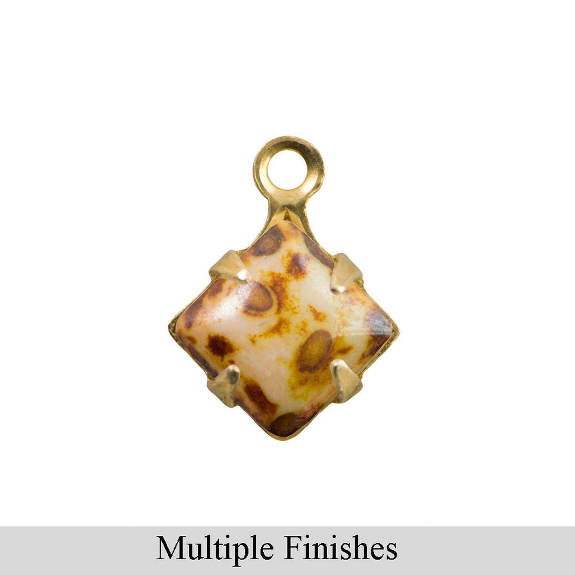 6mm Light Pink Picasso Glass Square Stone in 1 Loop Setting