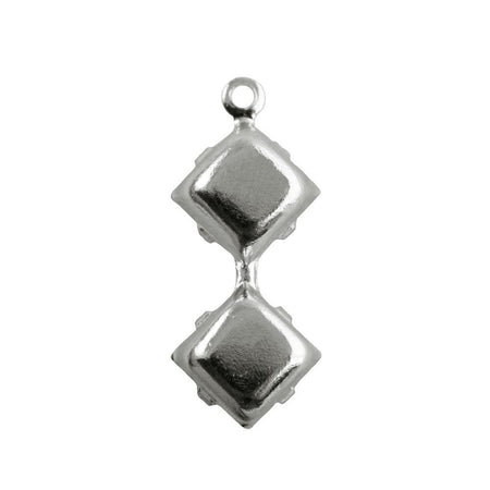 6mm Clear Faceted Glass Square Stone in 1 Loop Double Setting