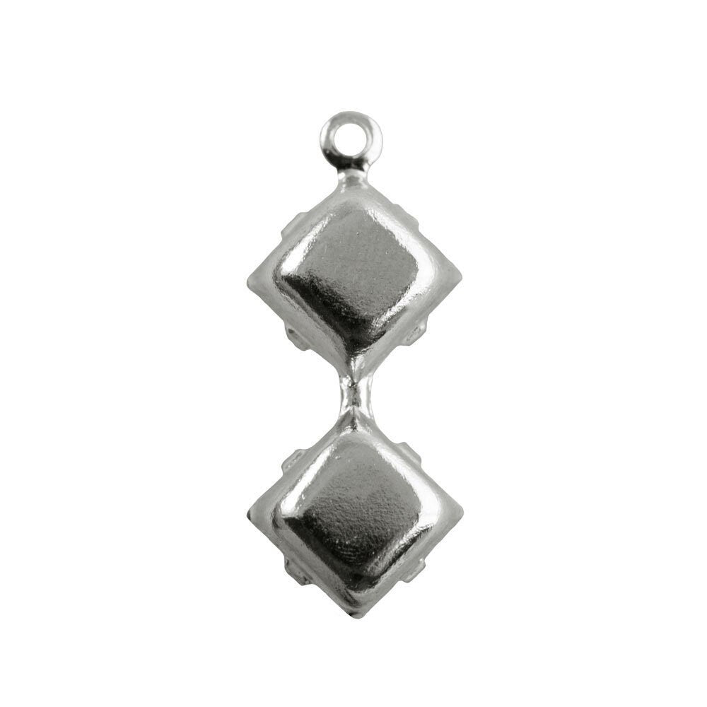 6mm Navy Glass Square Stone in 1 Loop Double Setting