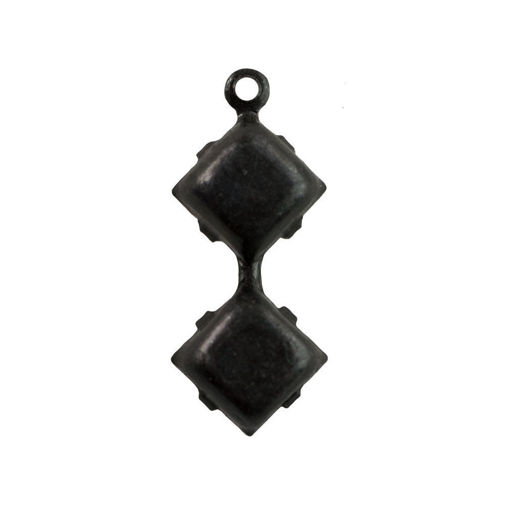 6mm Navy Glass Square Stone in 1 Loop Double Setting