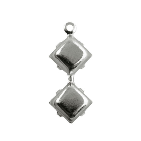 6mm White Glass Square Stone in 1 Loop Double Setting