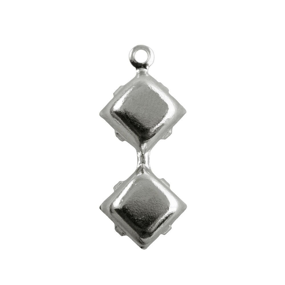 6mm Yellow Glass Square Stone in 1 Loop Double Setting
