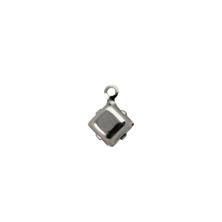 6mm Light Blue Moonglow Glass Square Stone in 1 Loop Setting