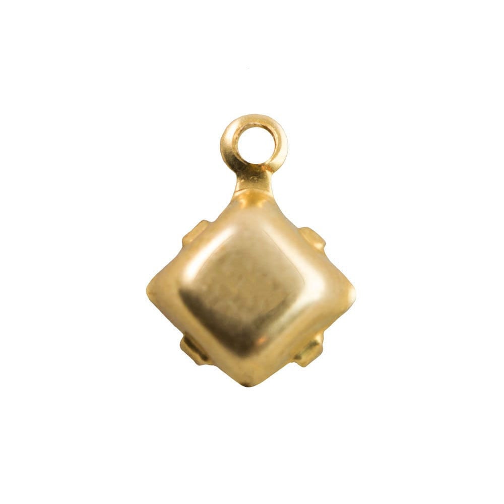 6mm White Glass Square Stone in 1 Loop Setting