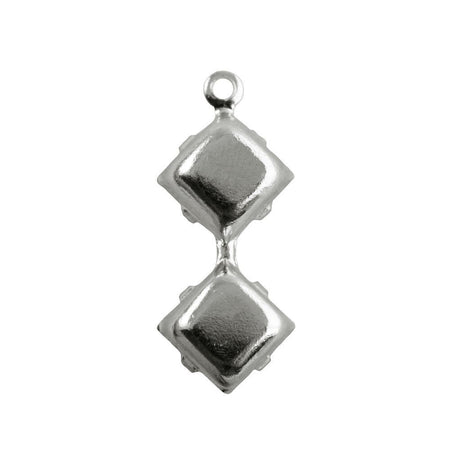 6mm Green Moonglow Glass Square Stone in 1 Loop Double Setting