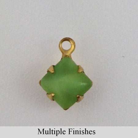 6mm Green Moonglow Glass Square Stone in 1 Loop Setting