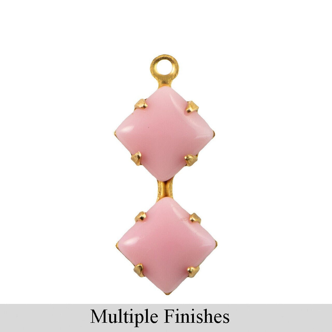 6mm Pink Glass Square Stone in 1 Loop Double Setting