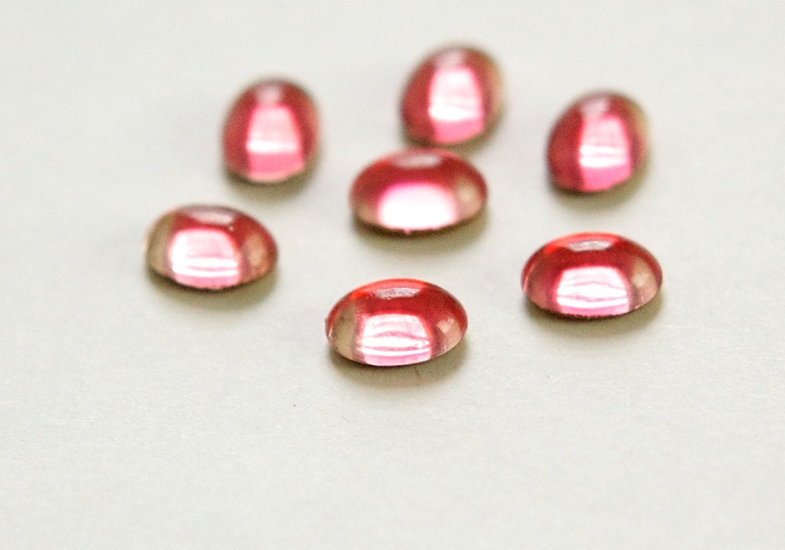 Vintage 2 Tone Pink Givre Glass Cabochons 8mm X 6mm (8) cab575EE