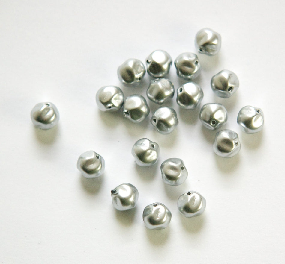 6mm Light Gray Czech Baroque Pearl Glass Beads (25)