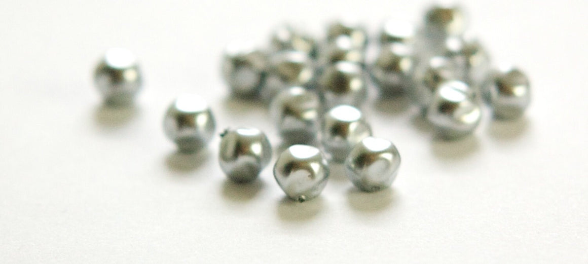 6mm Light Gray Czech Baroque Pearl Glass Beads (25)