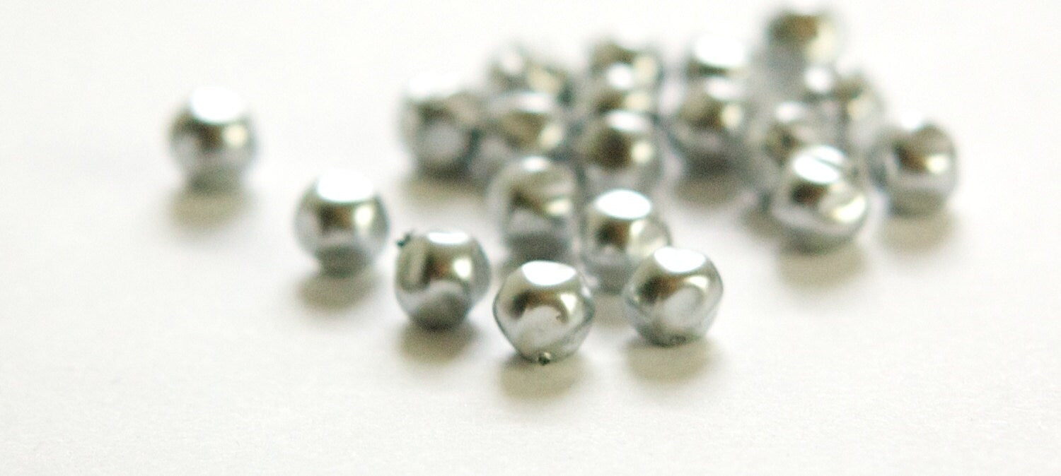 6mm Light Gray Czech Baroque Pearl Glass Beads (25)