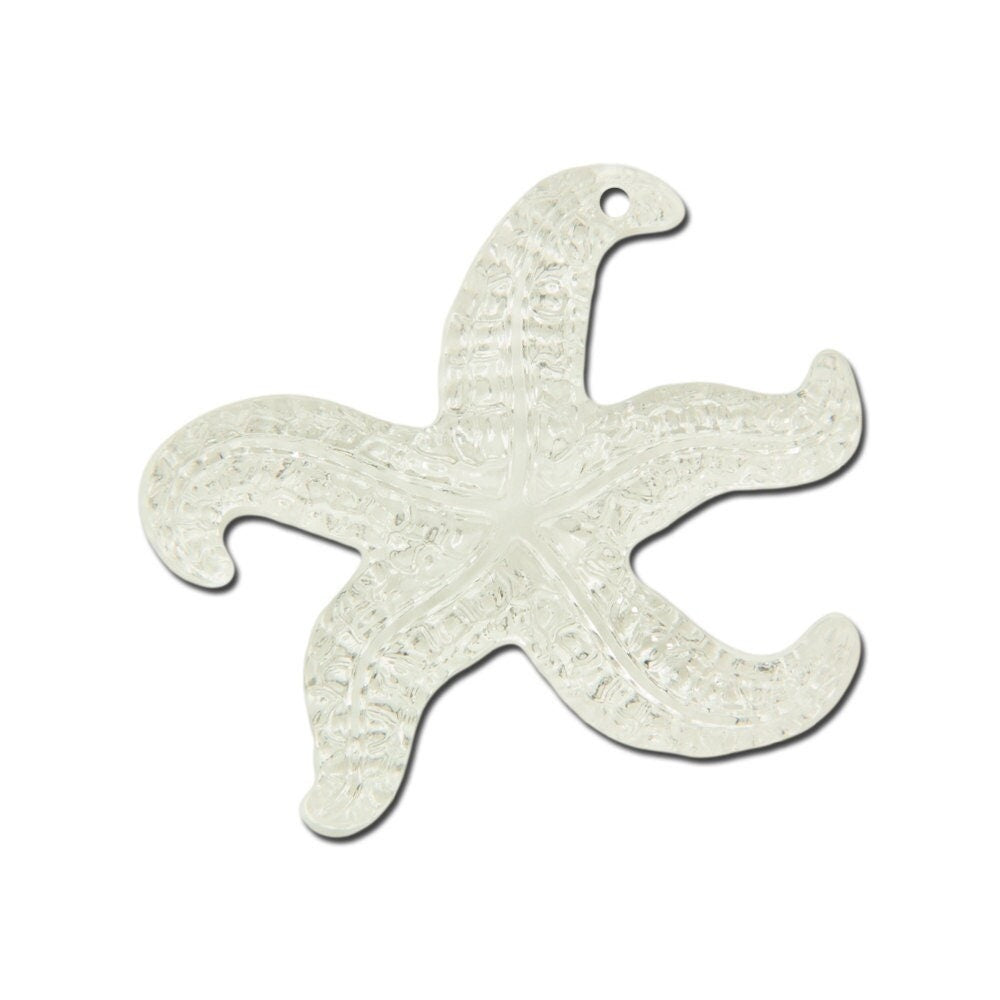 Vintage West German Clear Starfish Beads Charm 30mm (4) bds857E