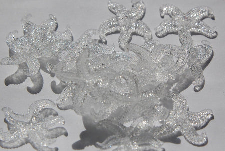 Vintage West German Clear Starfish Beads Charm 30mm (4) bds857E