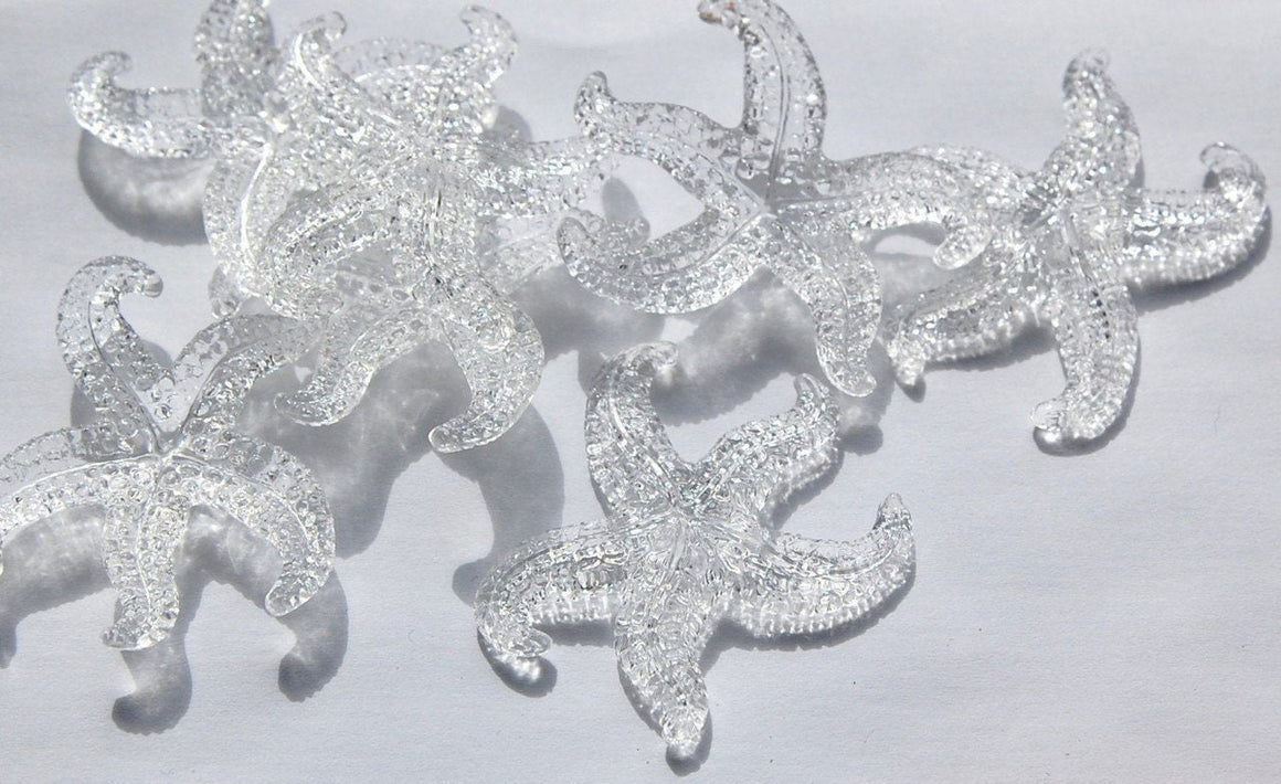 Vintage Large Crystal Clear Starfish Beads Pendant West German Plastic (2) bds858F