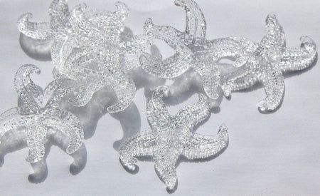 Vintage Large Crystal Clear Starfish Beads Pendant West German Plastic (2) bds858F