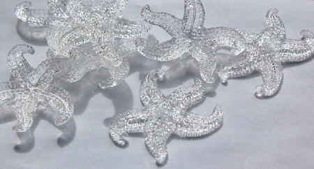 Vintage Large Crystal Clear Starfish Beads Pendant West German Plastic (2) bds858F