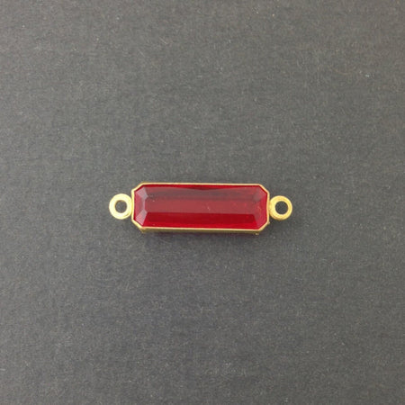 2 Loop Vintage Ruby Acrylic Faceted Channel Set Rectangle Drops 7x19mm (6) chr068D